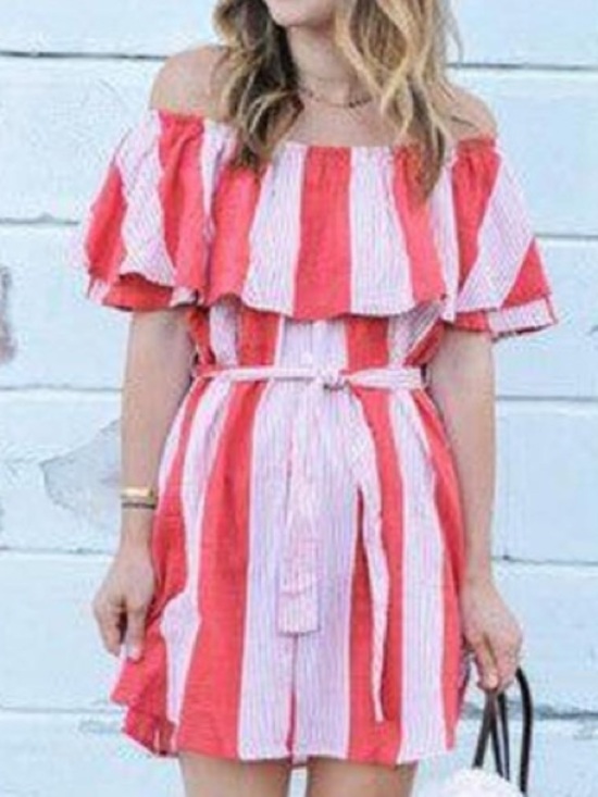 Faithfull the Brand Dresses & Skirts - Faithful the Brand Amalfi Picnic Striped Off-Shoulder Button-Front Dress